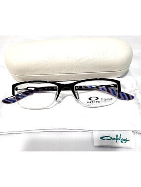 Oakley OX5074 0151 Glossy Black Half Rim Eyeglasses 51-17 141 New Case Pouch